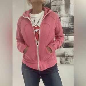 Lululemon pink/red and white scuba hoodie excellent condition size 10